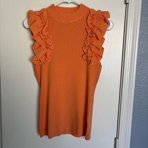 Chic Orange Blouse with Elegant Ruffles